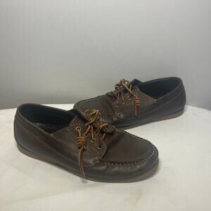L.L.Bean Signature Shoes Boat Deck Brown Leather Lace Up Casual Preppy Spring 8D